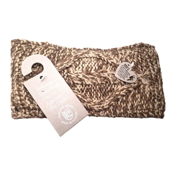 MaxLove Women's Luna Headband Cable Detail Fleece Lining Oatmeal - Picture 2 of 7